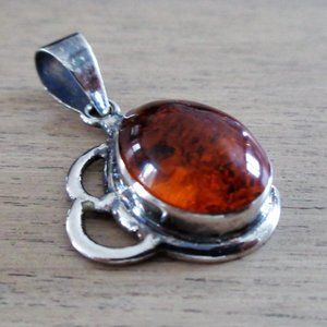 Genuine Amber 925 Silver Pendant